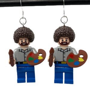 Bob Ross Earrings STERLING SILVER French Wire Art Teacher Gift