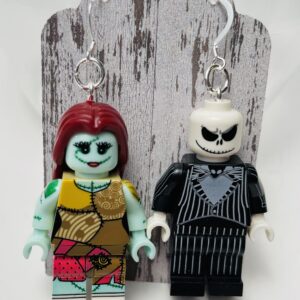 Jack and Sally Earrings with Sterling Silver hooks Nightmare Before Christmas