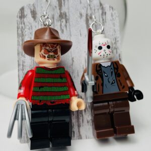 Jason and Freddy Earrings w Sterling Silver hooks Friday 13th