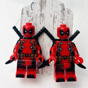 Deadpool Handmade Earrings with Sterling Silver Hooks
