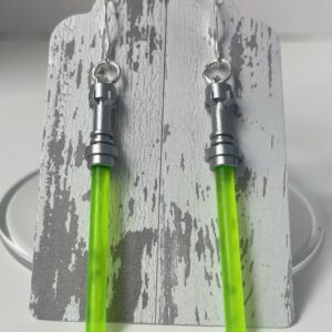 Star Wars Green Yoda Lightsaber Earrings w Sterling Silver Hooks