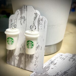 Dollhouse Starbucks Coffee Cup Earrings w Sterling Silver hooks