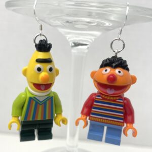Bert and Ernie Sesame Street Handmade Earrings with Sterling Silver Hooks