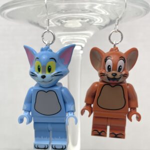 Tom and Jerry Handmade Earrings with Sterling Silver Hooks