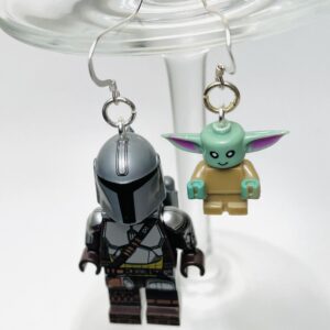 The Mandalorian and Grogu Baby Yoda Star Wars Handmade Earrings w Sterling Silver Hooks