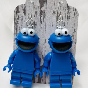 Cookie Monster Sesame Street Handmade Earrings with Sterling Silver Hooks