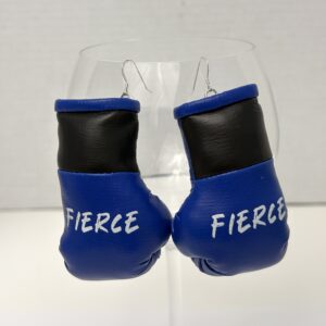 Blue Boxing Glove Handmade Earrings with Sterling Silver Hooks