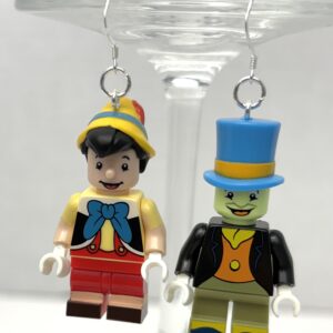 Jiminy Cricket and Pinocchio Handmade Earrings with Sterling Silver Hooks