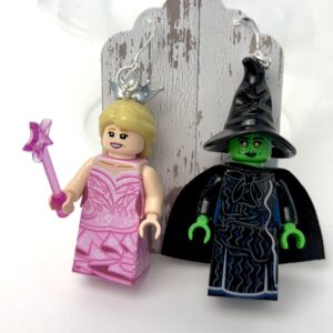 Glinda and Elphaba Wicked Handmade Earrings with Sterling Silver Hooks