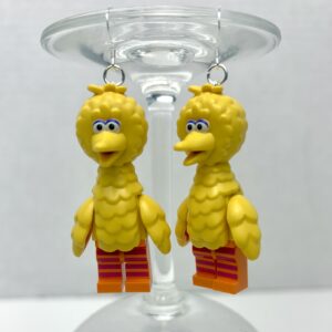 Big Bird Sesame Street Handmade Earrings with Sterling Silver Hooks