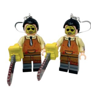Leatherface Texas Chainsaw Earrings with Sterling Silver Hooks Horror Halloween Accessories Gift