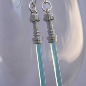 Star Wars Light Blue Lightsaber Handmade Earrings w Sterling Silver Hooks