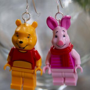 Winnie the Pooh and Piglet Handmade Earrings with Sterling Silver Hooks