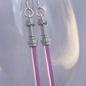 Star Wars Pink Lightsaber Handmade Earrings w Sterling Silver Hooks