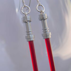 Red Lightsaber Star Wars Handmade Earrings w Sterling Silver Hooks