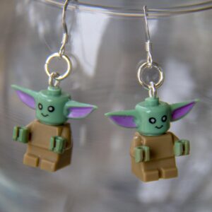 Baby Yoda Star Wars Grogu Handmade Earrings with Sterling Silver Hooks
